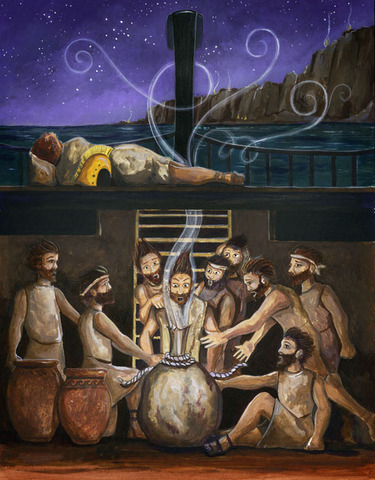 Aiolos Gives Odysseus the Bag of Winds.