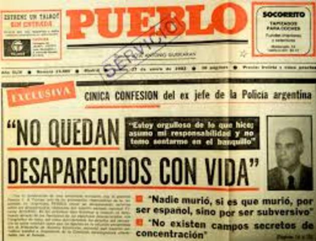 Argentina: dictadura militar y "guerra sucia" contra la subversión.
