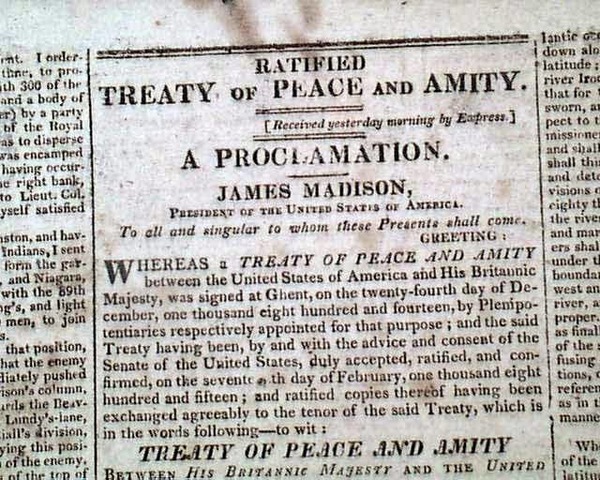 treaty of ghent ratified