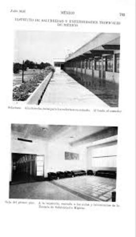 Inauguración del Instituto de Salubridad y Enfermedades Tropicales, hoy Instituto Nacional de Diagnóstico y Referencia Epidemiológicos “Dr. Manuel Martínez Báez” (Ciudad de México).