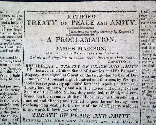 Treaty of Ghent Ratified