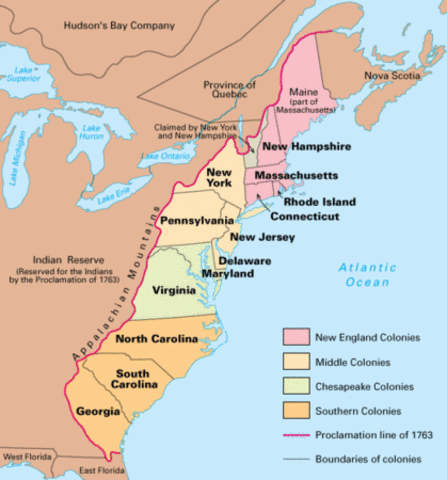 England establishes colonies that become the USA