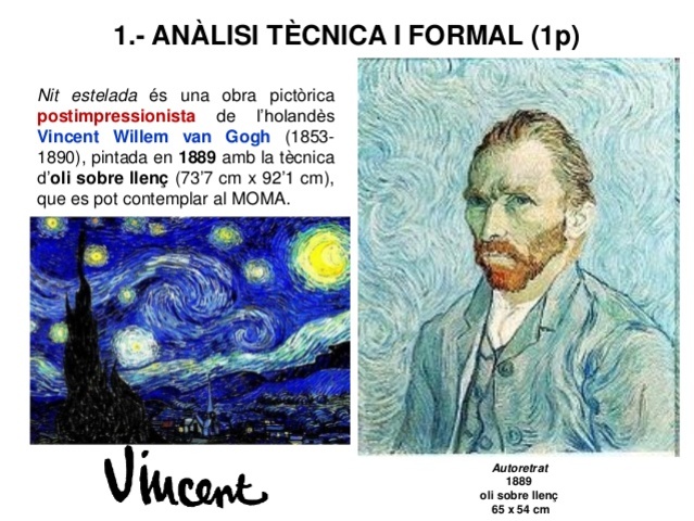 Van Gogh - Autoretrat i nit estelada
