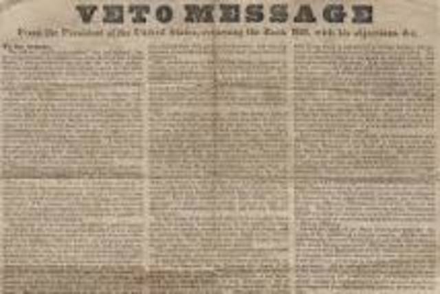 andrew jackson veto the re charter of the second bank of the united states