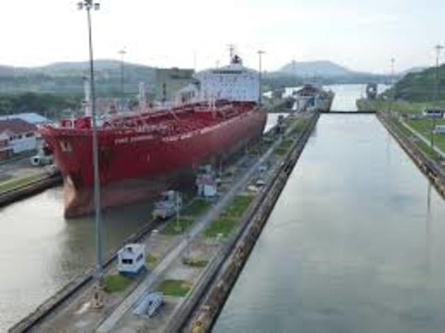 The Panama Canal is completed and opened for traffic