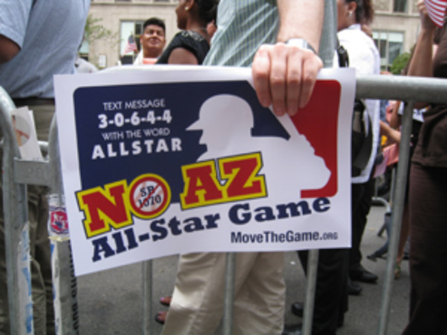 Rally Against Arizona Immigration Law at MLB Headquarters, NYC