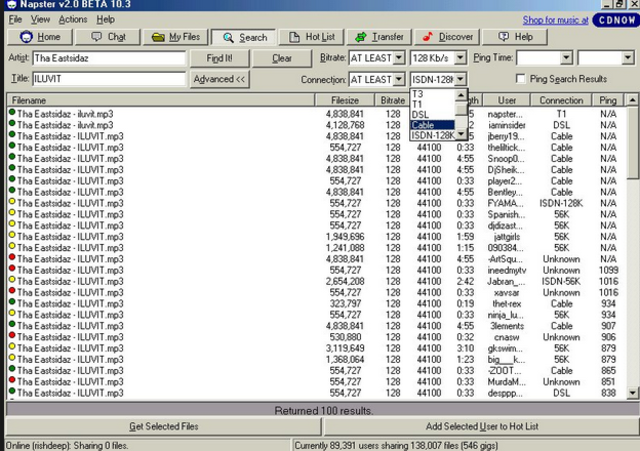 INVENCION DE NAPSTER (ARCHIVOS DE MUSICA)