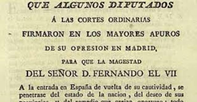 FERNANDO VII VUELVE A ESPAÑA. MANIFIESTO DE LOS PERSAS.