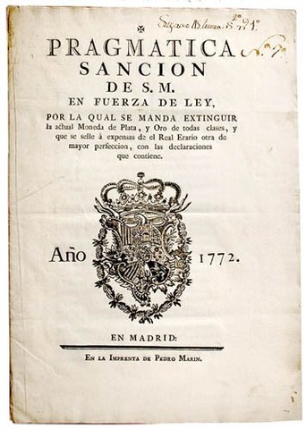Publicación de la Pragmática Sanción de 1789