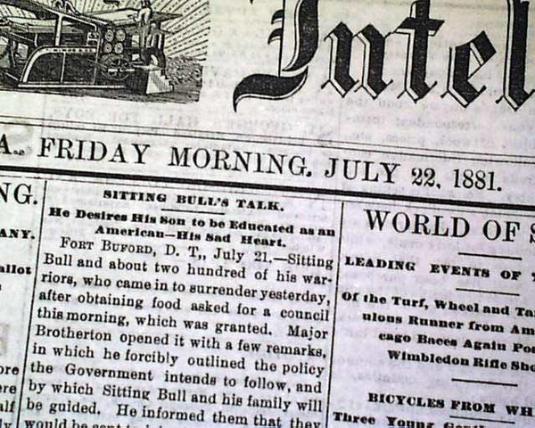 Sitting Bull Surrenders to the U.S. Army and goes to Standing Rock Reservation