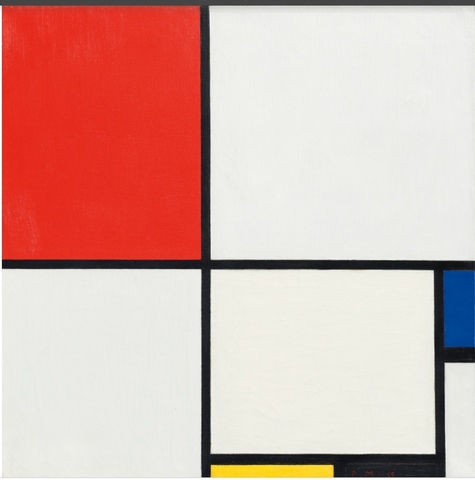 Compositie III met rood, geel en blauw.