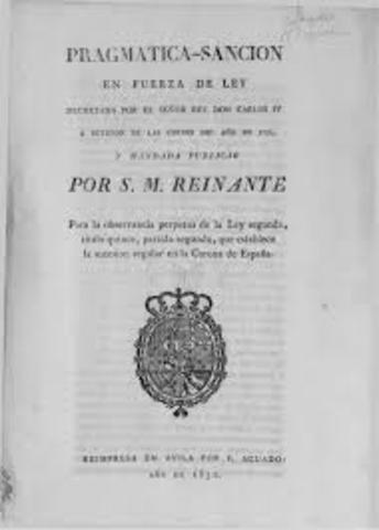 Publicación de la Pragmática Sanción de 1789
