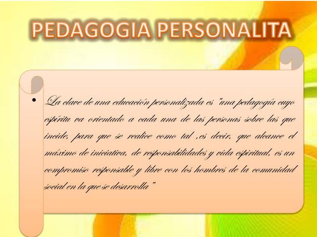 PEDAGOGÍA PERSONALISTA