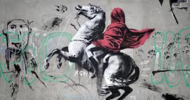 Napoleón cruzando los Alpes.