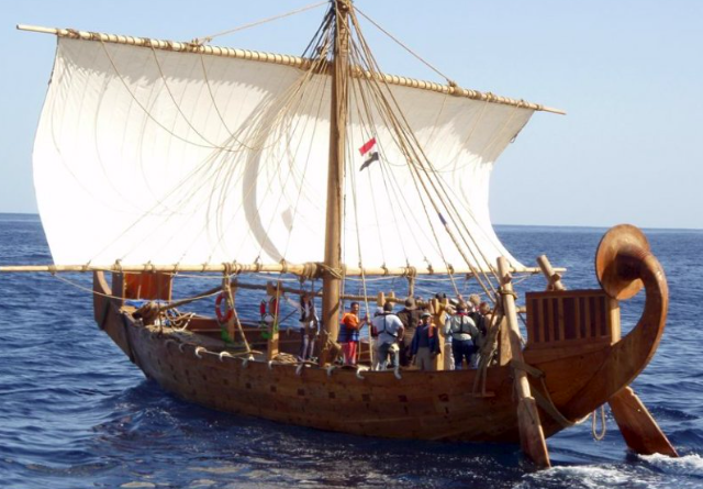 Egyptians make wood ships for trade