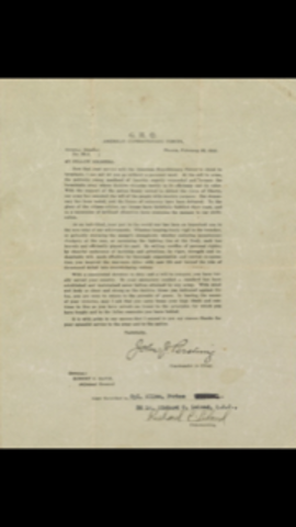 Letter from Commander Pershing