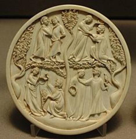 Scenes of courtly love on a lady's ivory