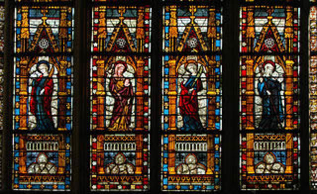 Detail of a medieval window at Troyes Cathedral