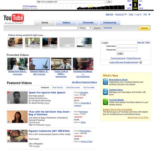 YouTube Layout 2008