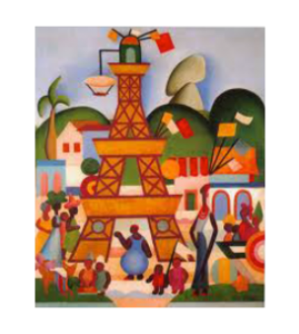 (Carnival in Madureira) Painting from the Pau-Brasil phase of Tarsila
