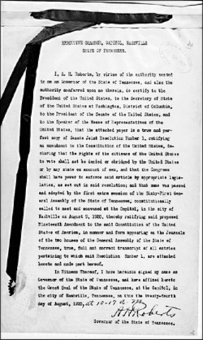 19th Amendment Ratified