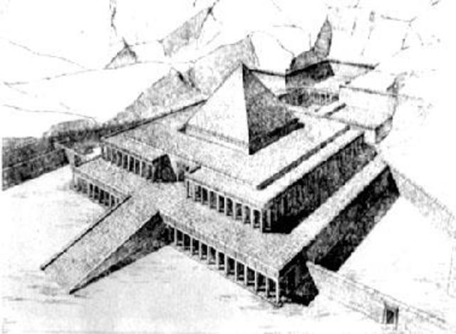Templo y tumba de Mentuhotep en Dehir el Bahari (fecha aproximada 2020 a.C., XI Dinastía)