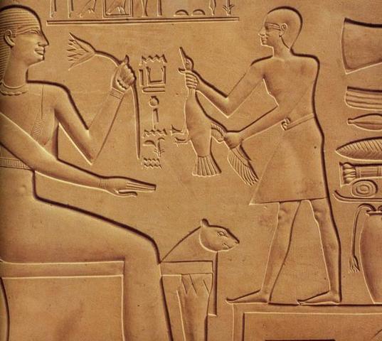 Relieve del sarcófago de Askhait, segunda esposa de Mentuhotep (fecha aproximada 2020 a.C., IX Dinastía)