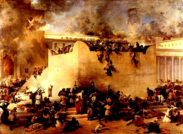 Destruction of a temple and the exile of Jews