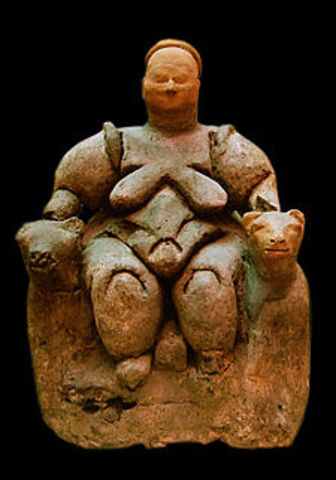 Enthroned Goddess of a Catal Huyuk (Cave Art)