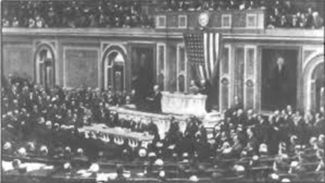 President Wilson Delivers a War Message to Congres