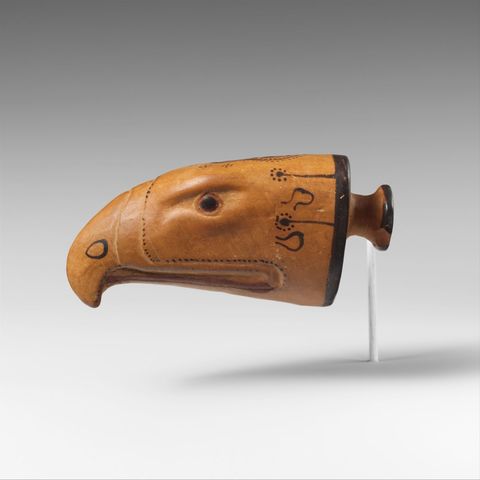 Terracotta Aryballos in the form of an eagles head (archaic)