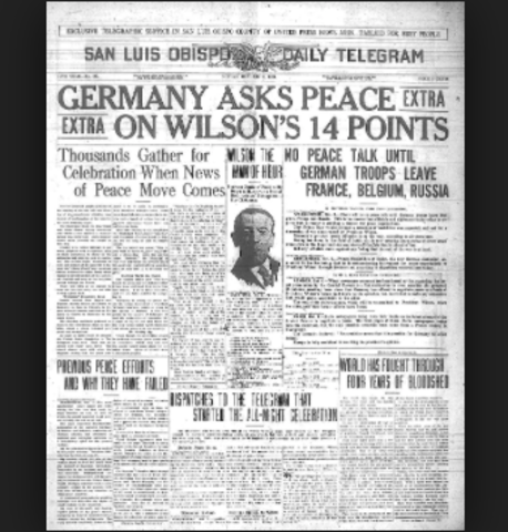 (US) Wilson shares his 14 points for his plan for peace