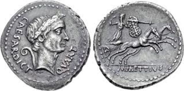 Roman Denarius with Head of Julius Caesar