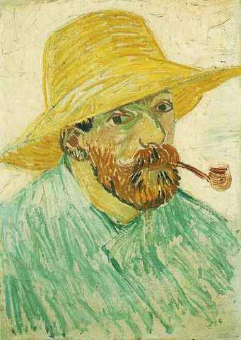 "Self-Portrait with Pipe and Straw Hat" Vincent Van Gogh