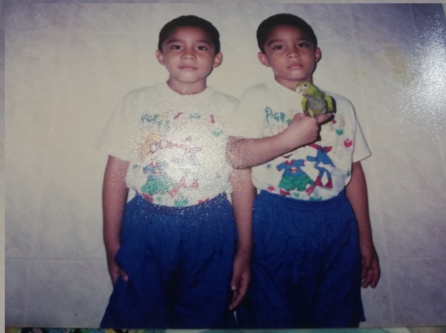 With my pet and my brother :D