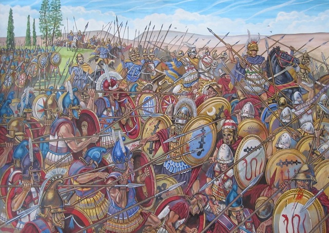 Filipo II derrota a la liga Helénica en la batalla de Queronea y se convierte en el gobernante de Grecia.