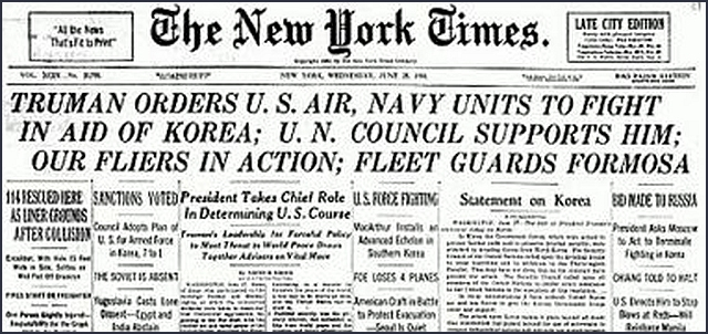 Truman orders air and naval support for South Korea.
