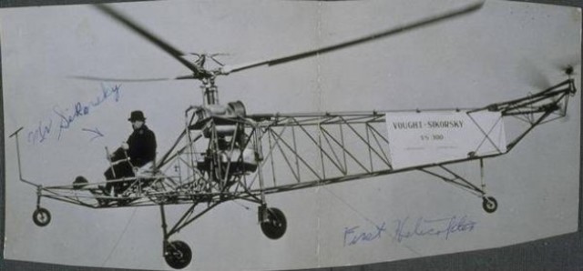 The first helicopter with a single main rotor and a tail rotor took flight.