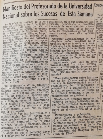 El manifiesto de profesorado de la UN.