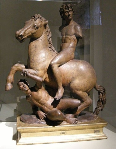 Jacopo Tatti detto il Sansovino; Cavaliere che calpesta un vinto1506-1510, terracotta con tracce di doraturaFirenze, Museo Horne