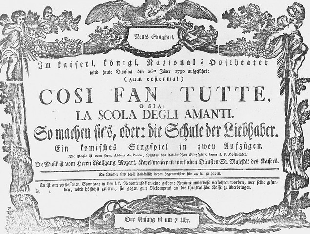 Cosi fan Tutte" Premiered(1789 to 1790)