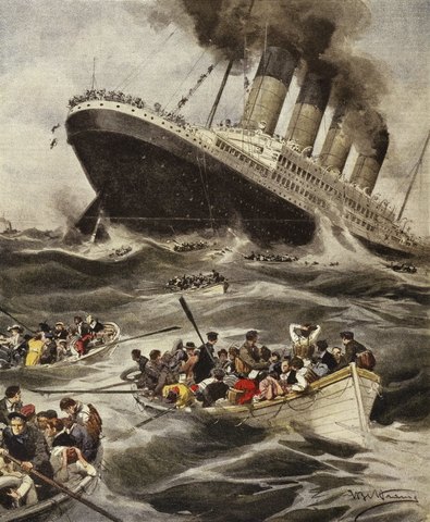 The Lusitania sinks.