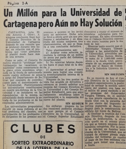 La cuota inicial de U de Cartagena.