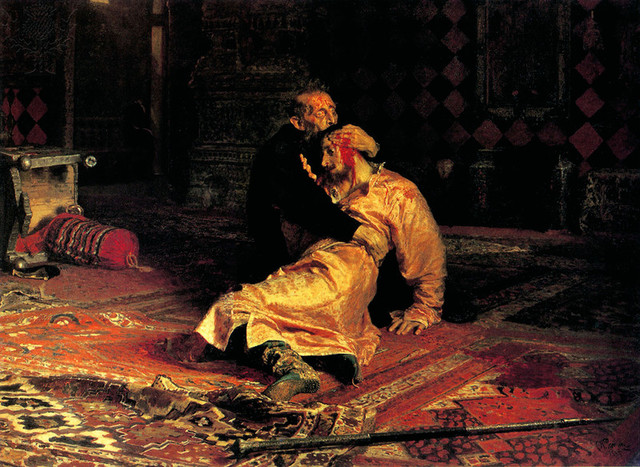 Ivan (tsar) kills his son, Ivan (firstborn heir).