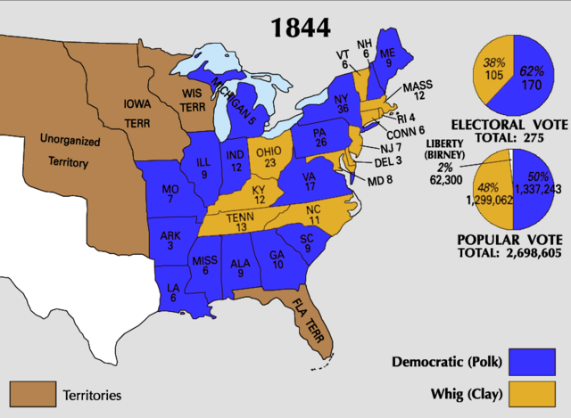 Polk defeats Clay in "Manifest Destiny" election
