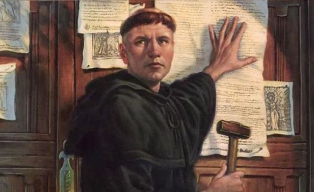 Lutero clava su 95 tesis en el Castillo de Wittemberg