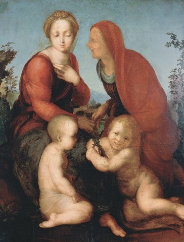 Alonso Berruguete,Madonna col Bambino, Sant’Elisabetta e San Giovannino,1516-1517, olio su tavola, Roma, Galleria Borghese