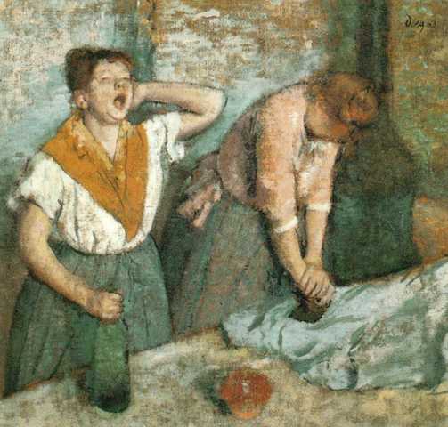 "Woman ironing"