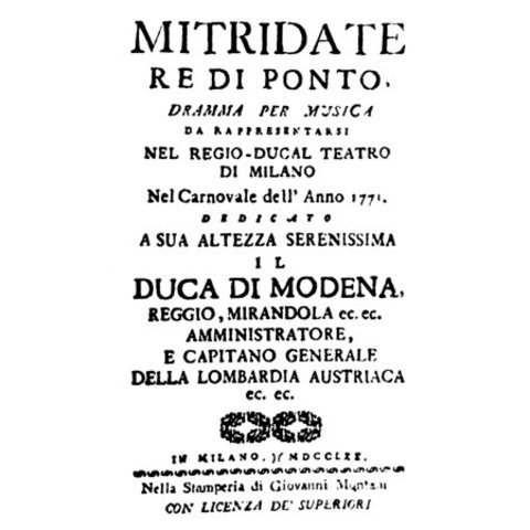 Opera Mithridates,king of pontus.