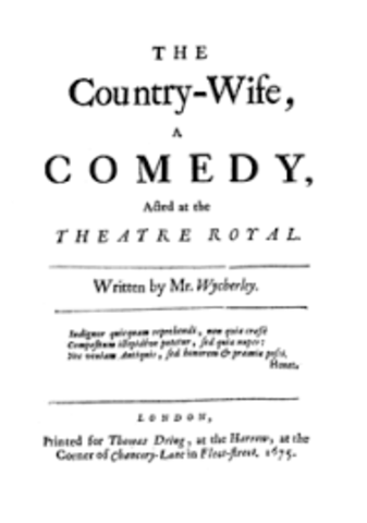 William Wycherley publishes The Country Wife